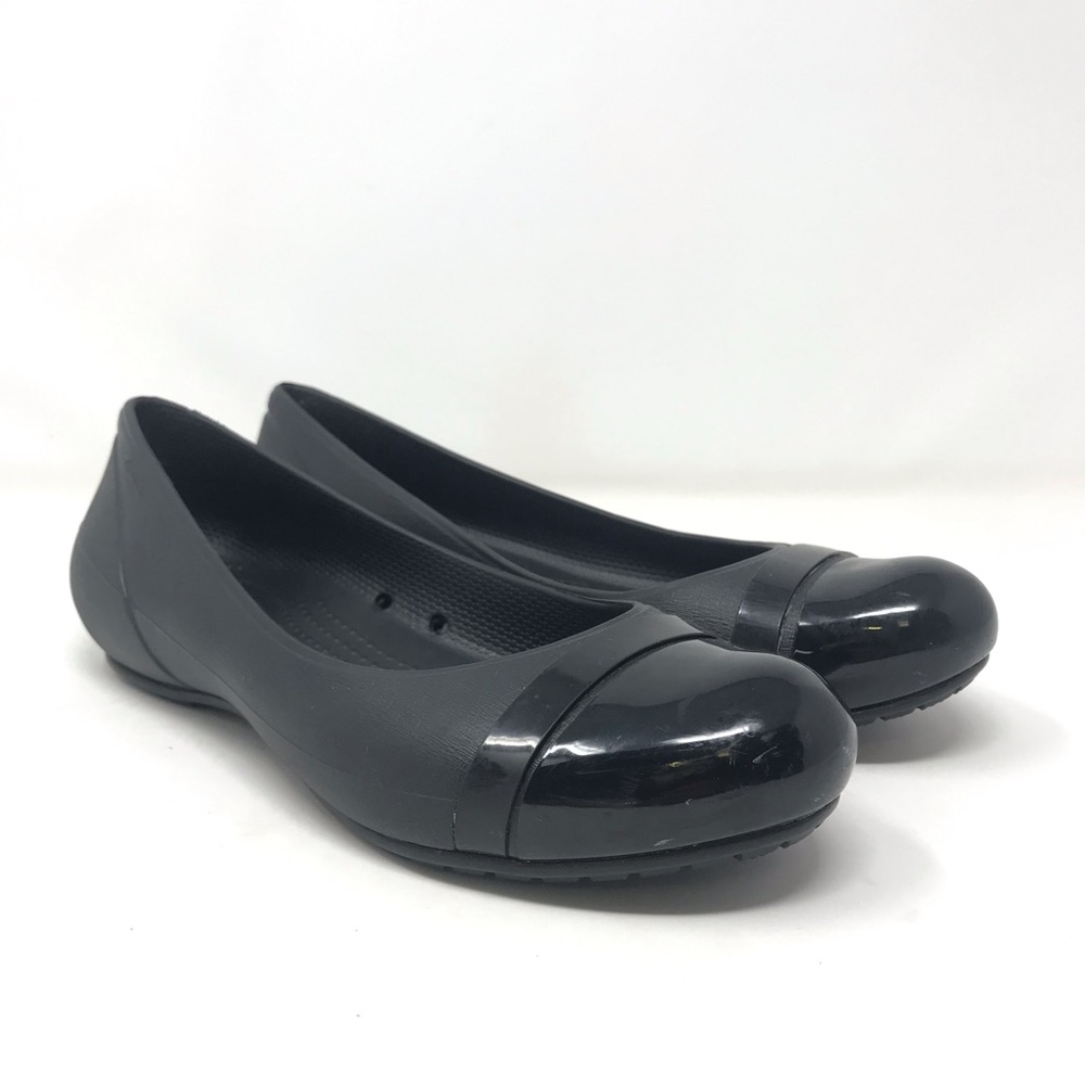 Crocs Black Cap Toe Ballerina Flats Size 8